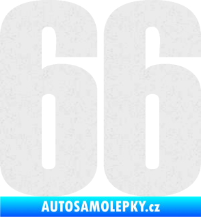 Samolepka Startovní číslo 66 typ 2     Ultra Metalic bílá