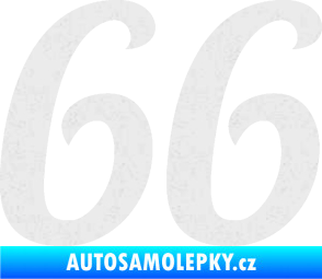 Samolepka Startovní číslo 66 typ 3 Ultra Metalic bílá