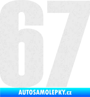 Samolepka Startovní číslo 67 typ 2      Ultra Metalic bílá