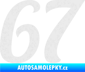 Samolepka Startovní číslo 67 typ 3 Ultra Metalic bílá