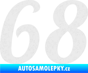 Samolepka Startovní číslo 68 typ 3 Ultra Metalic bílá