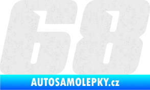 Samolepka Startovní číslo 68 typ 6 Ultra Metalic bílá