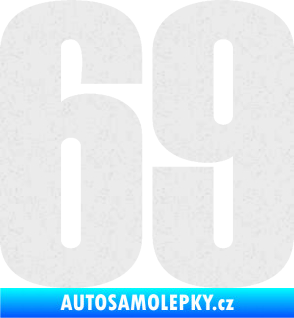 Samolepka Startovní číslo 69 typ 2        Ultra Metalic bílá