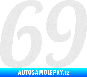 Samolepka Startovní číslo 69 typ 3 Ultra Metalic bílá