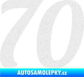 Samolepka Startovní číslo 70 typ 3  Ultra Metalic bílá