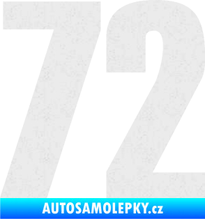 Samolepka Startovní číslo 72 typ 2   Ultra Metalic bílá