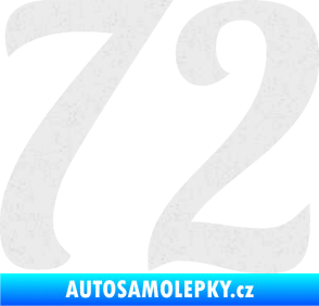 Samolepka Startovní číslo 72 typ 3   Ultra Metalic bílá