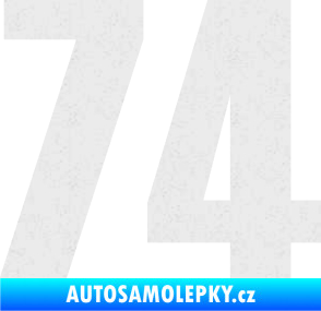 Samolepka Startovní číslo 74 typ 2     Ultra Metalic bílá