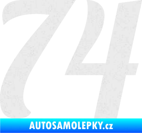 Samolepka Startovní číslo 74 typ 3   Ultra Metalic bílá