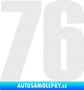 Samolepka Startovní číslo 76 typ 2       Ultra Metalic bílá
