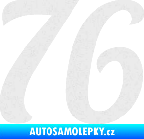 Samolepka Startovní číslo 76 typ 3   Ultra Metalic bílá