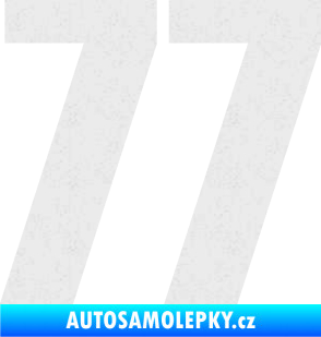 Samolepka Startovní číslo 77 typ 2        Ultra Metalic bílá