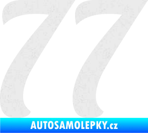 Samolepka Startovní číslo 77 typ 3   Ultra Metalic bílá