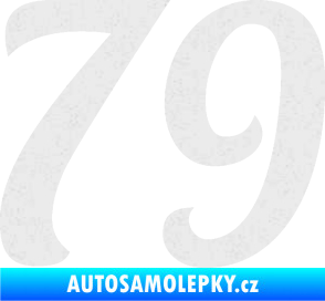 Samolepka Startovní číslo 79 typ 3   Ultra Metalic bílá