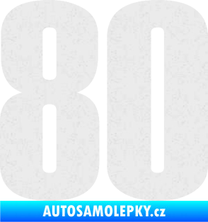 Samolepka Startovní číslo 80 typ 2           Ultra Metalic bílá