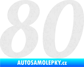 Samolepka Startovní číslo 80 typ 3   Ultra Metalic bílá