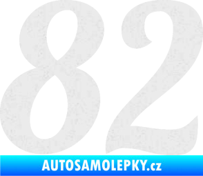 Samolepka Startovní číslo 82 typ 3   Ultra Metalic bílá