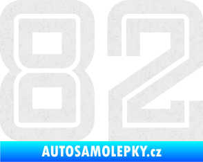 Samolepka Startovní číslo 82 typ 7 Ultra Metalic bílá