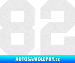 Samolepka Startovní číslo 82 Ultra Metalic bílá