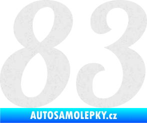 Samolepka Startovní číslo 83 typ 3   Ultra Metalic bílá