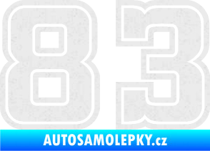 Samolepka Startovní číslo 83 typ 5 Ultra Metalic bílá