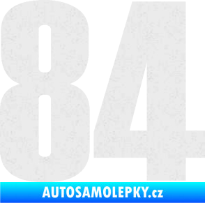 Samolepka Startovní číslo 84 typ 2    Ultra Metalic bílá