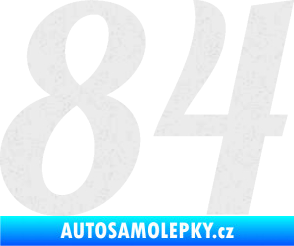 Samolepka Startovní číslo 84 typ 3  Ultra Metalic bílá