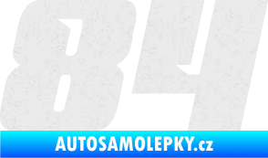 Samolepka Startovní číslo 84 typ 6 Ultra Metalic bílá