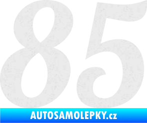 Samolepka Startovní číslo 85 typ 3   Ultra Metalic bílá