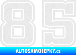 Samolepka Startovní číslo 85 typ 5 Ultra Metalic bílá