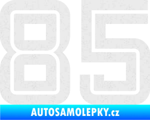 Samolepka Startovní číslo 85 typ 7 Ultra Metalic bílá