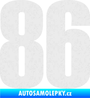 Samolepka Startovní číslo 86 typ 2      Ultra Metalic bílá