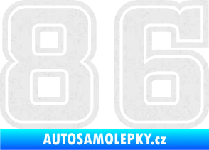 Samolepka Startovní číslo 86 typ 5 Ultra Metalic bílá