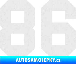 Samolepka Startovní číslo 86 Ultra Metalic bílá