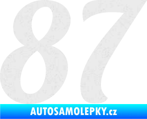 Samolepka Startovní číslo 87 typ 3   Ultra Metalic bílá