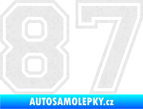 Samolepka Startovní číslo 87 typ 4 Ultra Metalic bílá