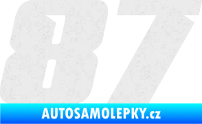 Samolepka Startovní číslo 87 typ 6 Ultra Metalic bílá