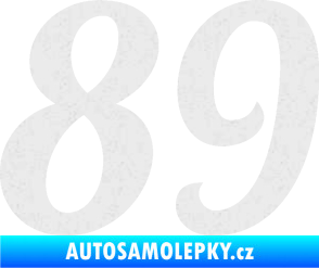Samolepka Startovní číslo 89 typ 3  Ultra Metalic bílá
