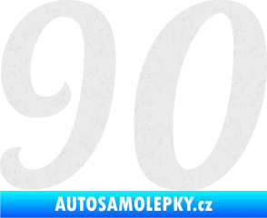 Samolepka Startovní číslo 90 typ 3   Ultra Metalic bílá