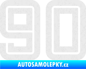 Samolepka Startovní číslo 90 typ 7 Ultra Metalic bílá