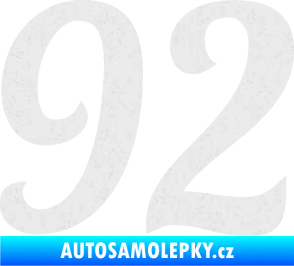 Samolepka Startovní číslo 92 typ 3   Ultra Metalic bílá