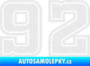 Samolepka Startovní číslo 92 typ 5 Ultra Metalic bílá