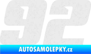 Samolepka Startovní číslo 92 typ 6 Ultra Metalic bílá