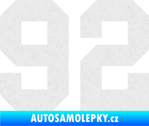Samolepka Startovní číslo 92 Ultra Metalic bílá