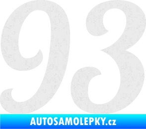Samolepka Startovní číslo 93 typ 3   Ultra Metalic bílá