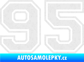 Samolepka Startovní číslo 95 typ 4 Ultra Metalic bílá