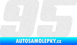 Samolepka Startovní číslo 95 typ 6 Ultra Metalic bílá