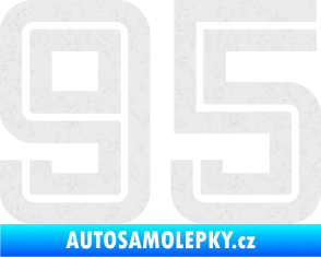 Samolepka Startovní číslo 95 typ 7 Ultra Metalic bílá