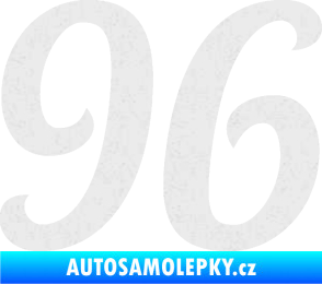 Samolepka Startovní číslo 96 typ 3    Ultra Metalic bílá