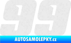 Samolepka Startovní číslo 99 typ 6 Ultra Metalic bílá